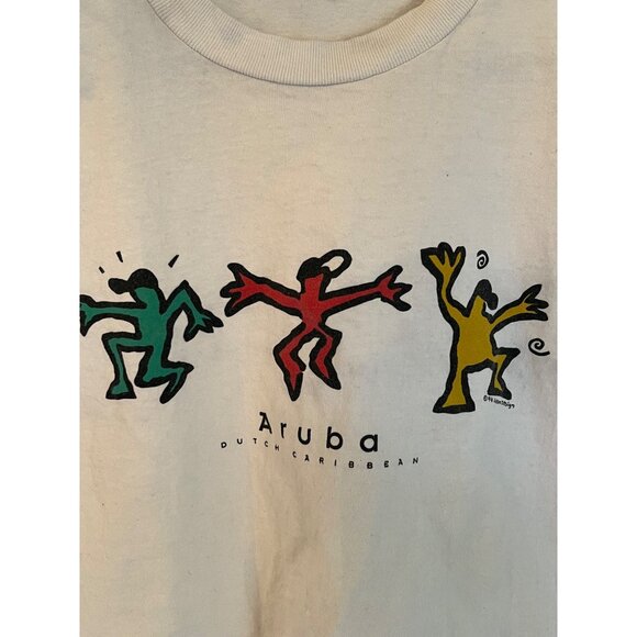 Vintage 90's Aruba Crewneck Short Sleeve TShirt XL Single Stitch - Picture 3 of 8